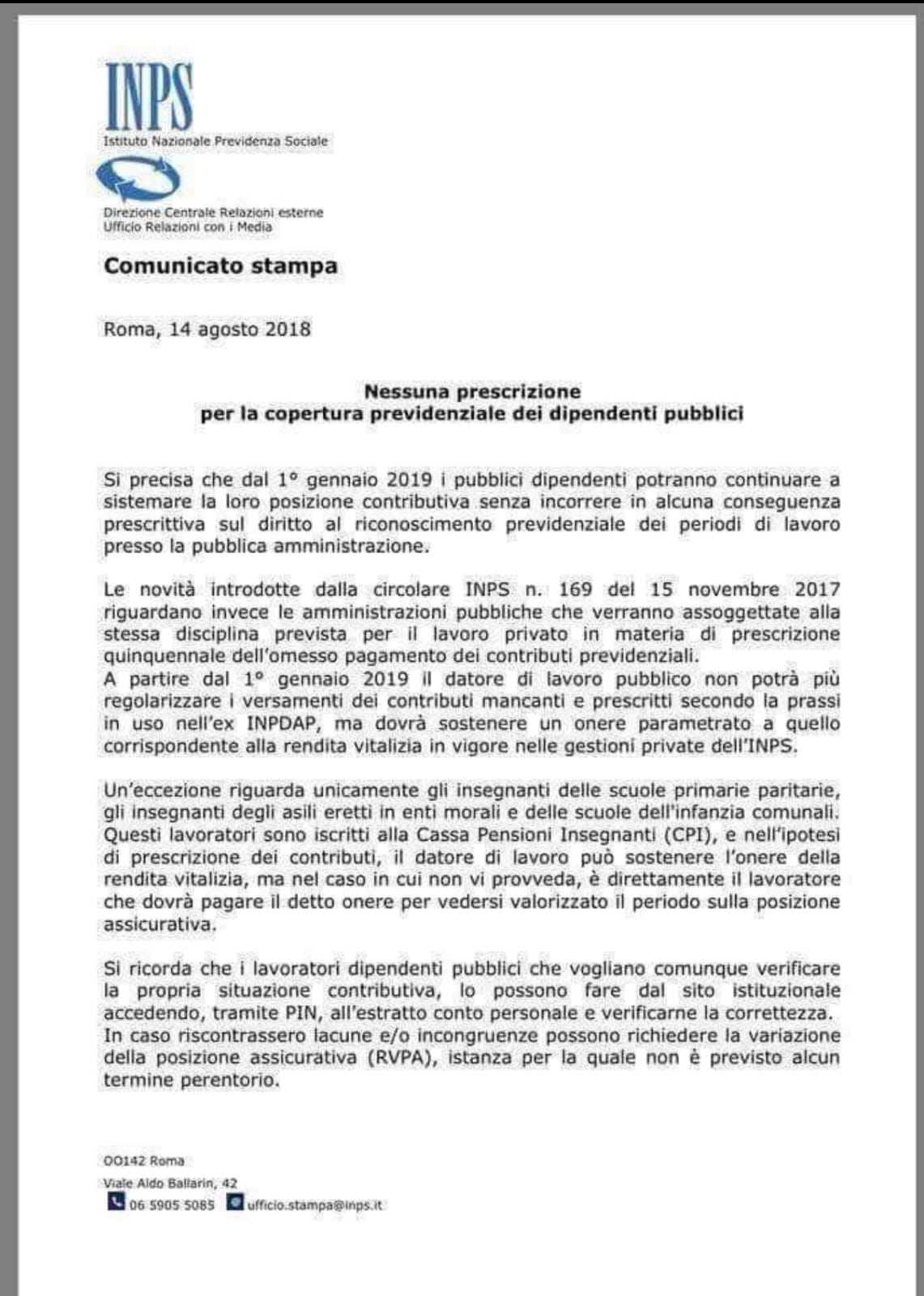 Prescrizione Contributi Nota Dellinps Con Importanti Chiarimenti